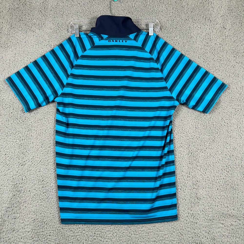 Oakley Hydroix Polo Shirt Men's Regular Fit Blue Black Stripe Pocket Golf Active - Picture 6 of 6